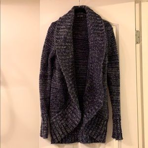 Express open front wool cardigan - navy and white